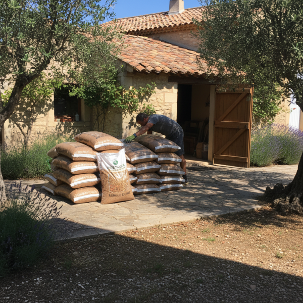 Vente directe de granulés de bois à Montpellier vers Avignon pellets normés combustion régulière