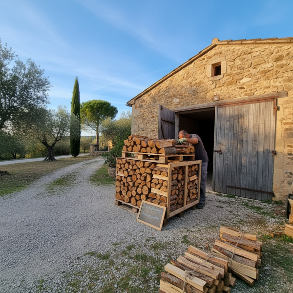 Vente de bois de chauffage sur palette toute longueur à Montpellier vers Alès : bûches 25 33 40 50 cm pour particulier
