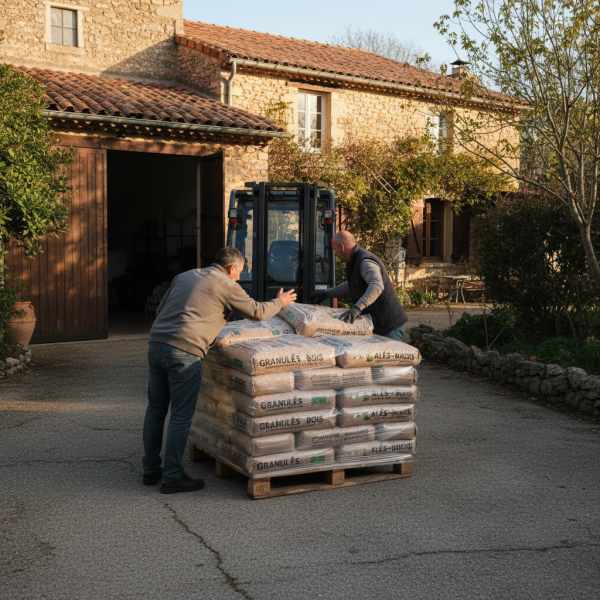 Numéro téléphone pour commander granulés de bois à Nîmes vers Montpellier : livraison rapide sacs pellets