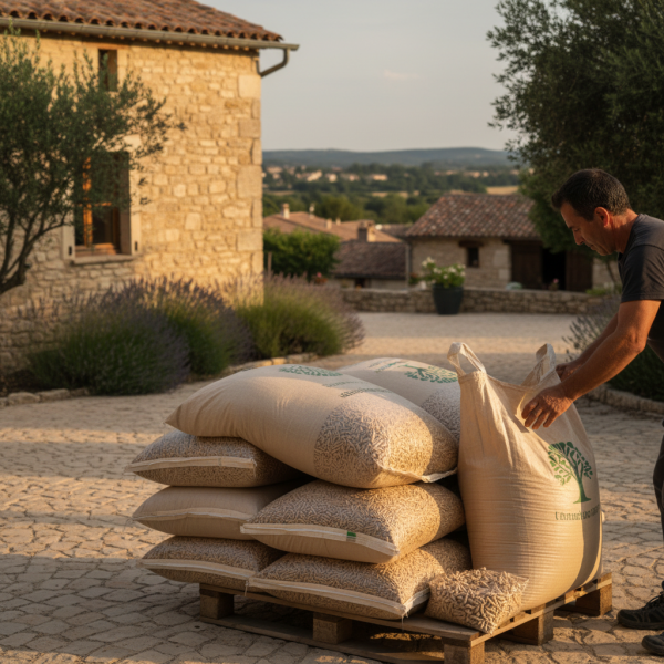 Prix livraison à domicile de granulés de bois à Alès vers Nîmes sacs pellets calibrés